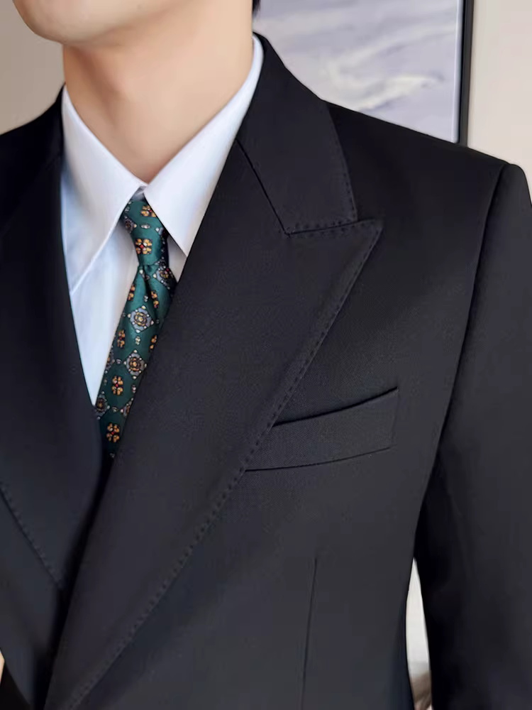 Bộ vest nam cao cấp có khuy bên, chất liệu len cừu, trang phục công sở, dạ hội, bộ vest hai mảnh dễ chăm sóc