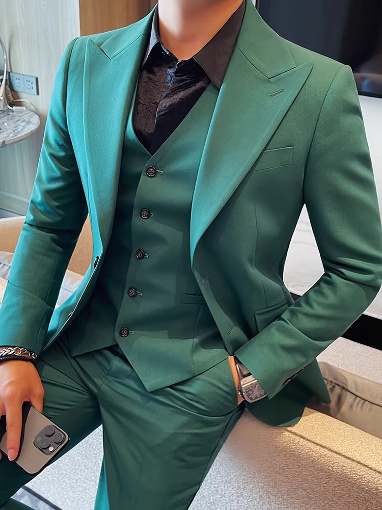 Bộ vest nam cao cấp, thời trang và đa năng, kiểu dáng ôm sát, lịch lãm và mềm mại, dễ chăm sóc, bộ vest ba mảnh phong cách business casual