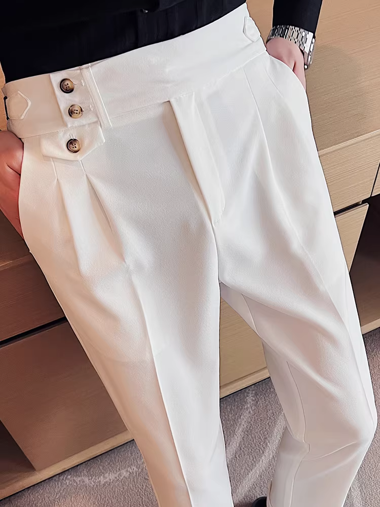 Quần âu nam Napoli cạp cao kiểu dáng mới xuân thu 2025, chất liệu cao cấp, kiểu dáng suôn thẳng, lịch lãm, thích hợp cho công sở.