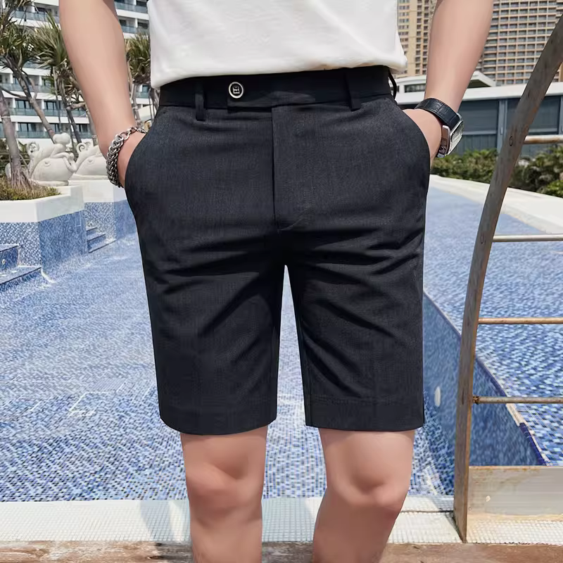 Quần short nam cao cấp mùa hè màu trơn đa năng thời trang hợp thời trang quần short công sở thẳng chân kiểu dáng đơn giản