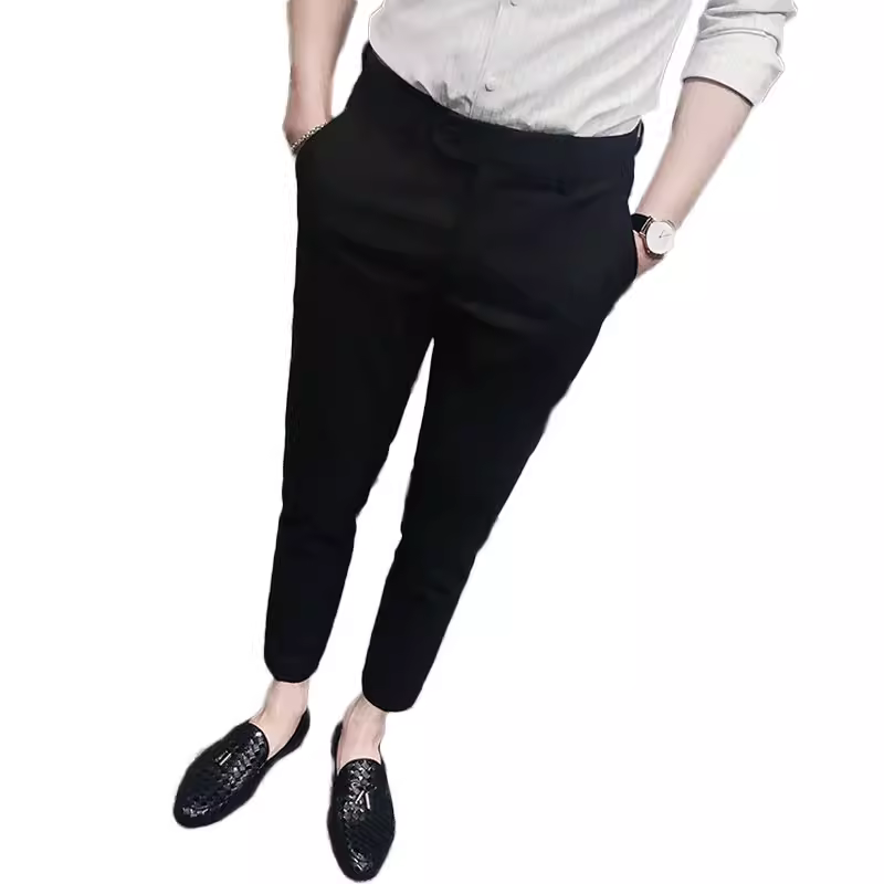 Quần nam chín phần, kiểu Hàn Quốc mùa hè, thời trang, dáng ôm, ống côn, không nhăn, kiểu Anh, thích hợp mặc mùa xuân thu.