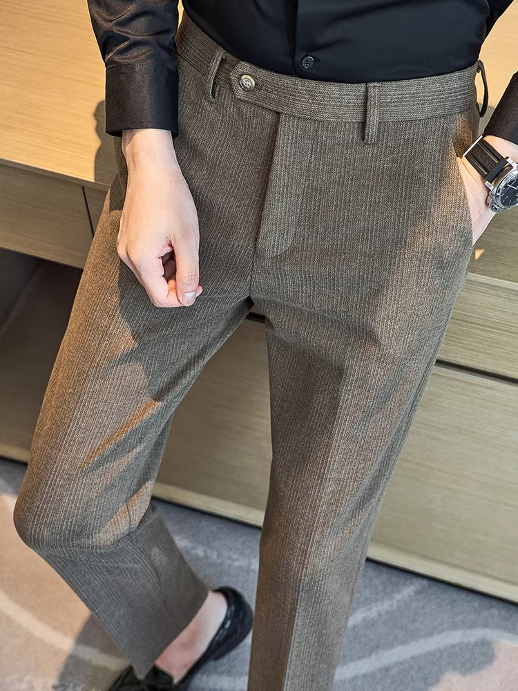 Quần âu len dày mùa thu đông nam 2025 kiểu dáng mới thời trang ôm dáng quần âu len công sở lịch lãm dáng ôm