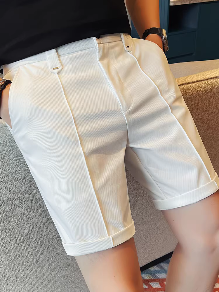 Được thiết kế với eo bán co giãn, quần short nam, kiểu dáng mùa hè mới, đa năng, thời trang, ôm dáng, thoáng khí, quần thường ngày năm điểm.