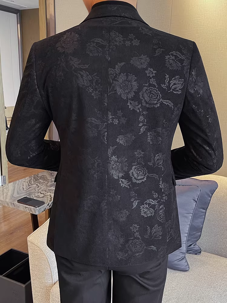 Áo blazer hoa cao cấp dành cho nam, kiểu mới xuân thu 2025, phong cách công sở lịch lãm, đa năng, hợp thời trang, dáng ôm, kiểu đơn giản.