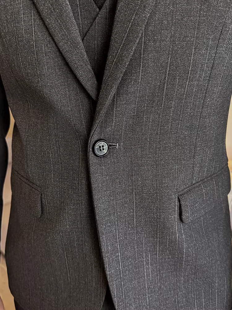Bộ vest nam một nút, kiểu dáng ôm body cao cấp, trang phục công sở lịch lãm, dễ chăm sóc, bộ vest ba mảnh không nhăn.