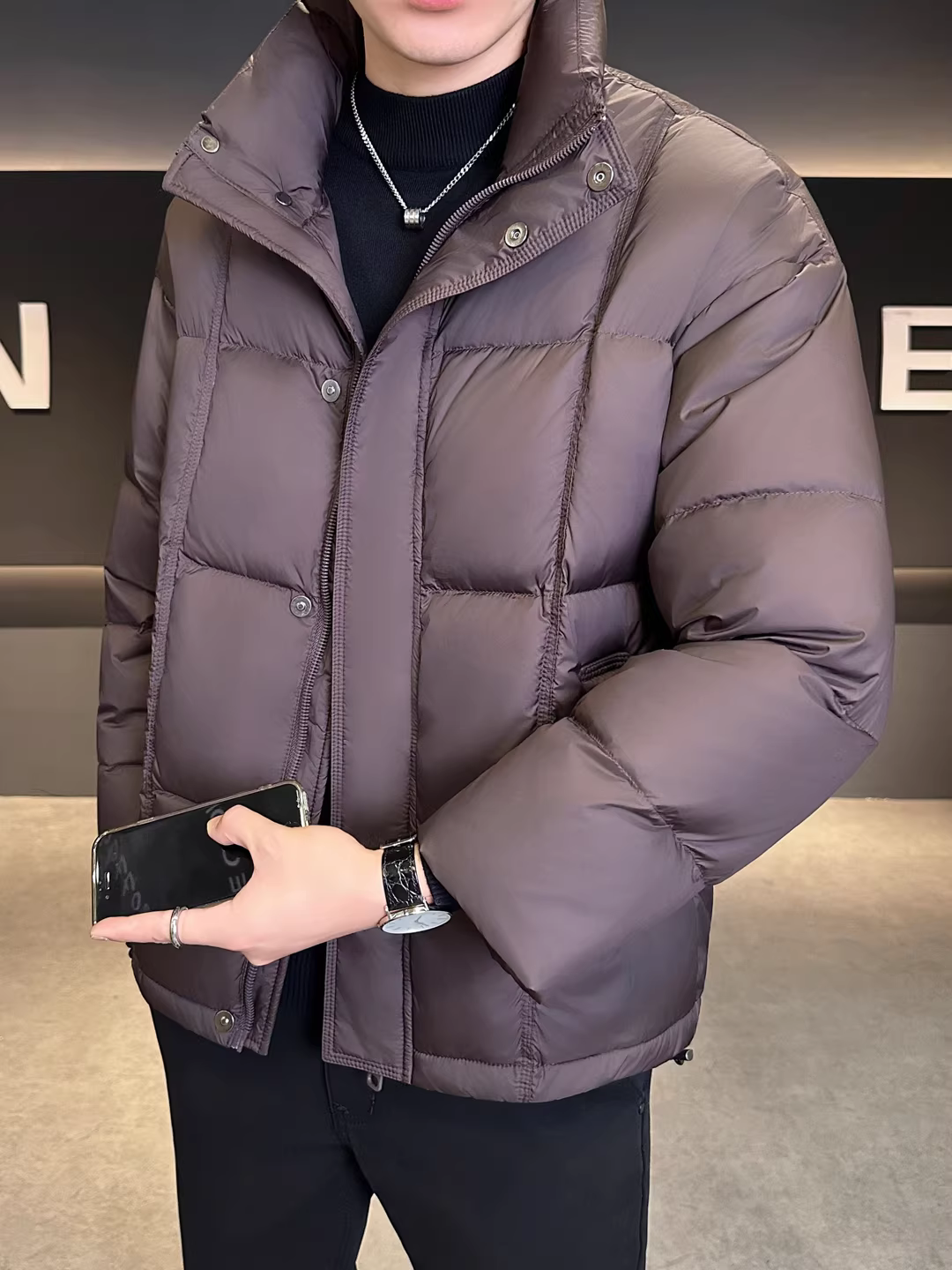 Áo khoác phao Puff Cloud dành cho nam, Mẫu mới mùa đông 2025, Áo phao ngắn dày dặn thời trang đa năng.