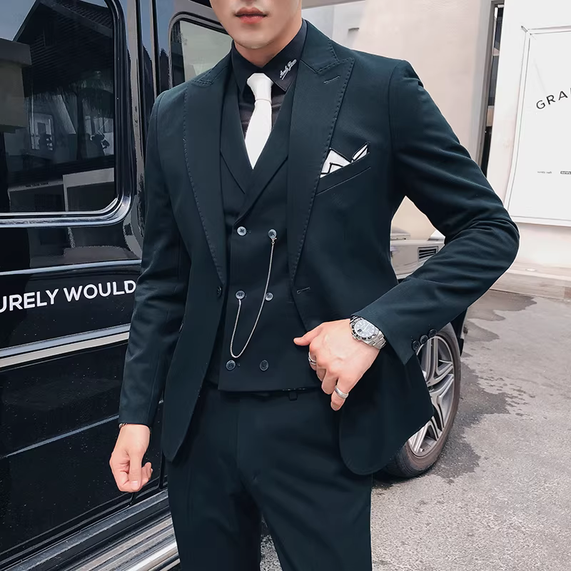 Bộ vest nam phong cách Hàn Quốc thời thượng, kiểu dáng đẹp, dành cho nhà tạo mẫu tóc, thương hiệu thời trang, vest nhỏ gọn phong cách Anh, trang phục lịch sự, vest cưới, quần áo nam