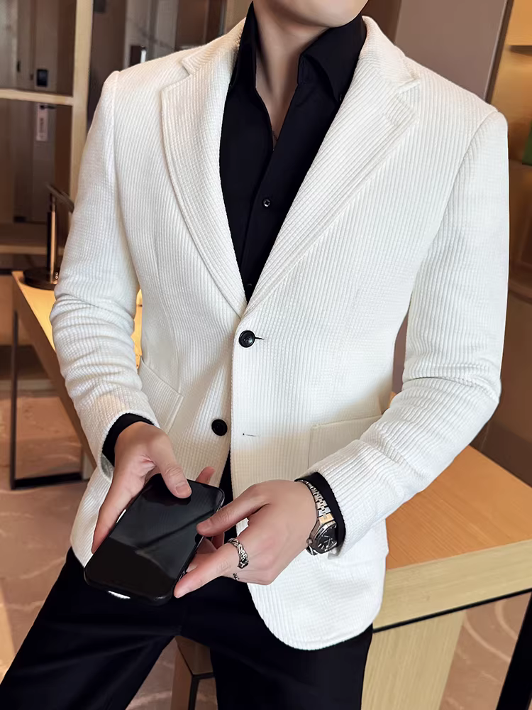Áo blazer chenille dành cho nam, thời trang thu mới, hợp thời trang, ôm dáng, sành điệu, lịch sự, áo khoác vest đa năng