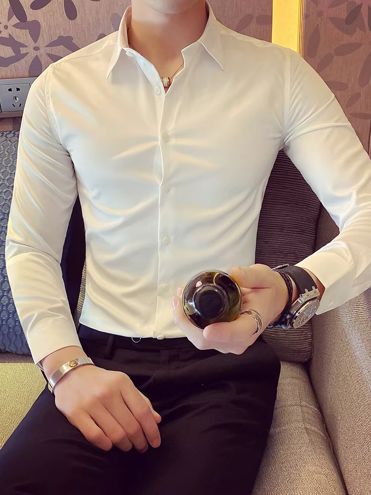 【Giảm giá thanh lý】Áo sơ mi nam dài tay cao cấp, phong cách công sở, sành điệu và đẹp trai, không nhăn, áo cưới chú rể
