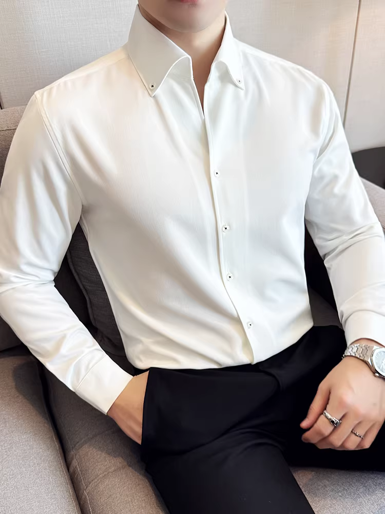 Áo sơ mi denim cao cấp dành cho nam, dài tay, kiểu dáng xuân thu mới, thời trang, thon gọn, đẹp trai, lịch sự, áo sơ mi đa năng