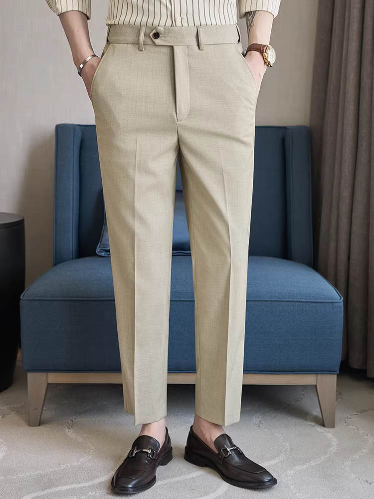 Quần âu nam lưng thun, thích hợp cho mọi mùa, chất liệu len pha cao cấp kiểu Ý, quần công sở lịch sự dễ chăm sóc.