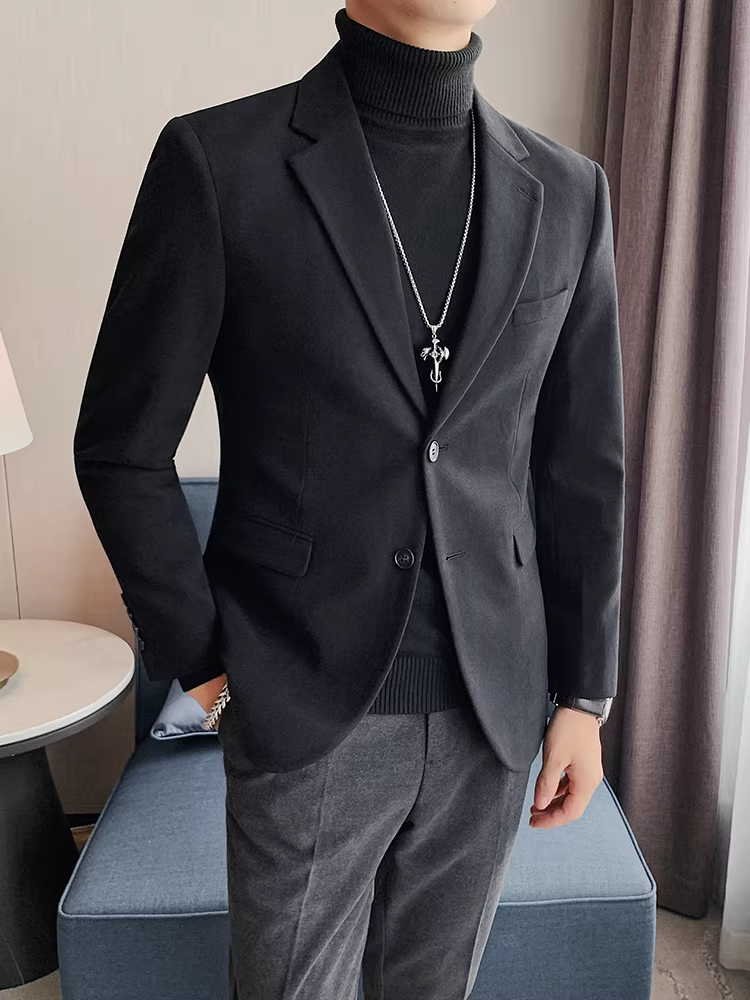 Áo khoác vest len nam, trang phục công sở mùa thu đông mới, kiểu dáng thời trang và lịch lãm, vest ôm dáng cá tính.