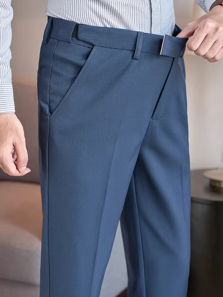 Quần âu nam kẻ sọc thun co giãn không đường may kiểu dáng mới 2025, chất liệu mềm mại, ôm dáng, lịch sự, đa năng, thích hợp cho công sở và thường ngày