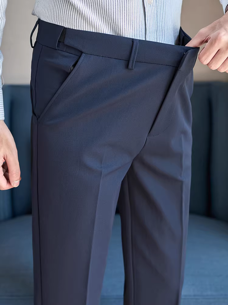 Quần âu nam ống đứng lưng thun không đường may kiểu dáng mới thời thượng 2025, ôm dáng, chất liệu dễ chăm sóc, thích hợp cho công sở và thường ngày