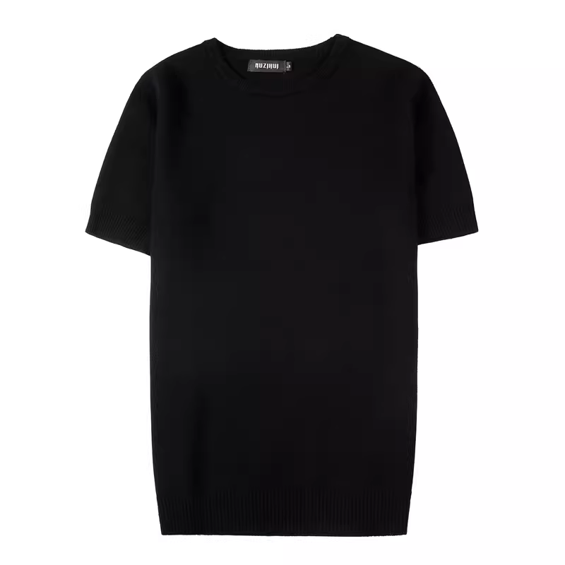 Áo len nam cổ tròn tay ngắn kiểu xuân thu, ôm body, phong cách Hàn Quốc thời thượng, chất liệu len đá mát, áo thun nửa tay mặc lót