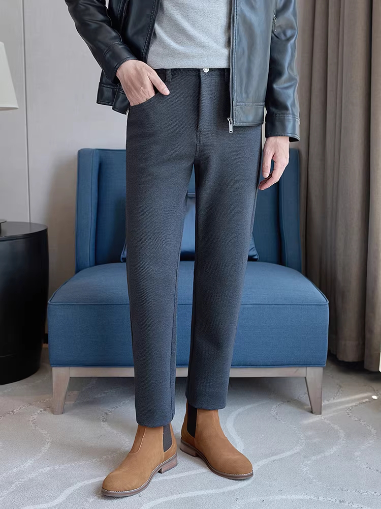 Quần denim nam pha len, quần ống đứng dày dặn cho mùa thu đông, quần chất lượng cao thời trang và đa năng