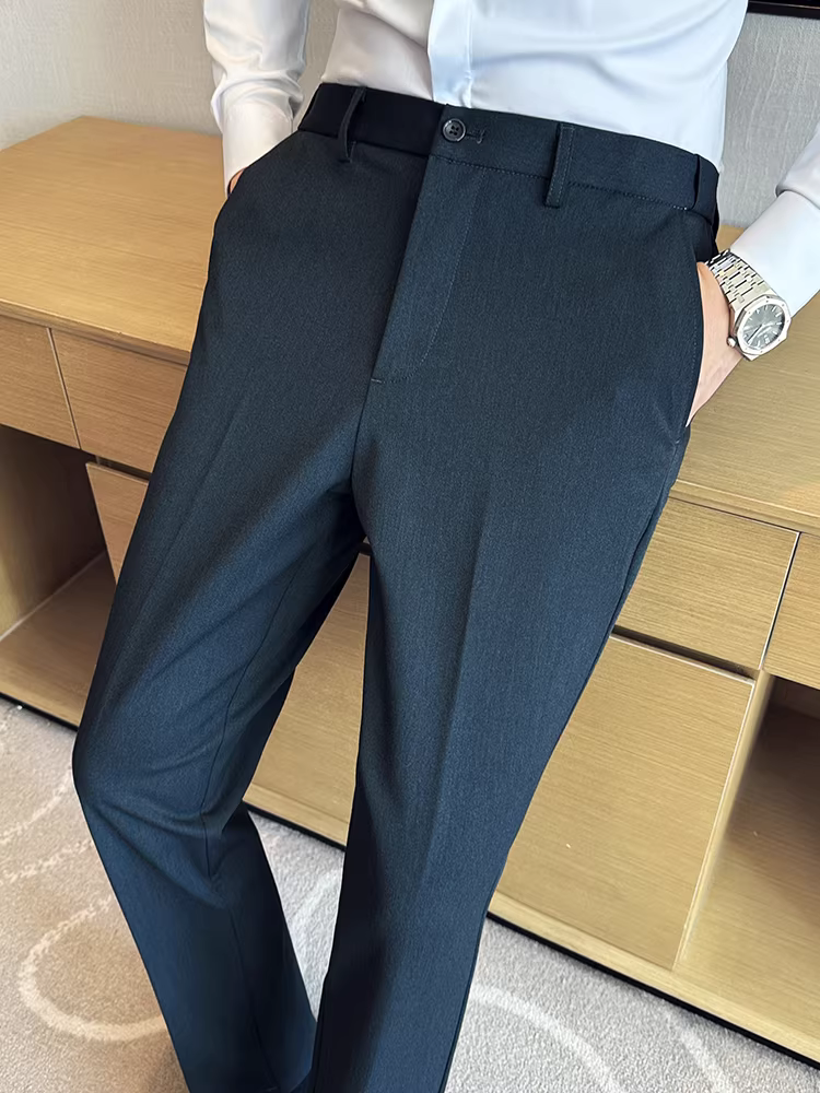 Quần âu nam chất liệu len pha, thời trang xuân thu mới, kiểu dáng hiện đại, ôm dáng, lịch lãm, đa năng, quần âu công sở dáng tapered