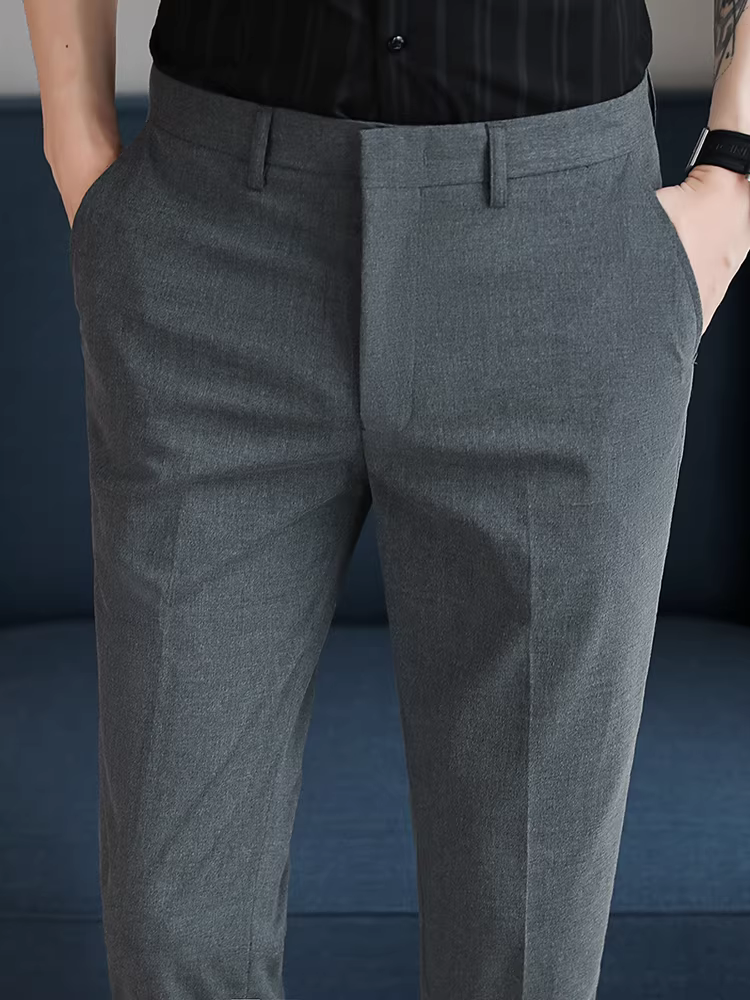 Quần âu nam 9 phần, kiểu dáng mùa hè mỏng nhẹ ôm dáng, kiểu dáng thời thượng cao cấp phong cách Anh, chất liệu mềm mại, thích hợp cho công việc.