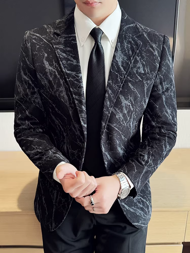Áo khoác vải nhung kẻ cho nam, kiểu dáng dày dặn mùa thu đông, thời trang, hợp xu hướng, ôm dáng, đẹp trai, lịch sự, phù hợp với công sở, vest cao cấp
