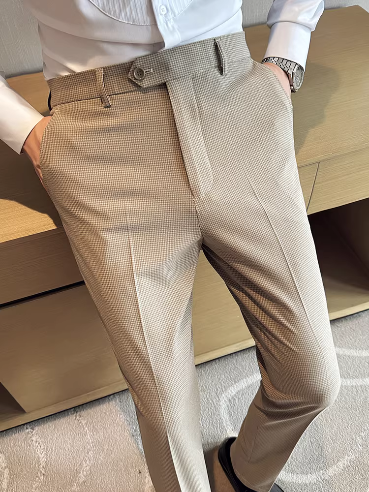 Quần âu nam họa tiết răng cưa, quần tây công sở cao cấp, hợp thời trang, đa năng, sành điệu, ôm dáng, quần âu ống côn.