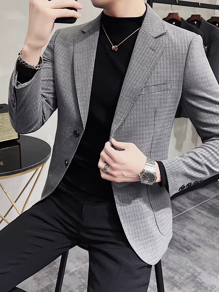 Áo vest nam kiểu kẻ caro, chất liệu cao cấp, không nhăn, kiểu dáng thời trang, ôm dáng, thích hợp cho công việc mùa xuân thu.