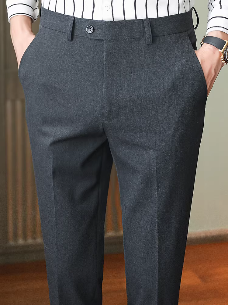 Quần âu nam, chất liệu lông cừu mùa thu đông, quần công sở cao cấp, kiểu dáng ôm body, dễ chăm sóc, chống nhăn.