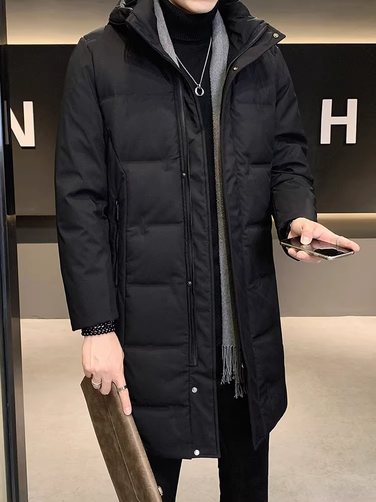 Áo khoác lông vũ dài vừa phải dành cho nam, thương hiệu thời trang mùa đông mới, áo khoác thường ngày phong cách Hàn Quốc sành điệu và thời trang, dày dặn để giữ ấm, chất lượng cao.