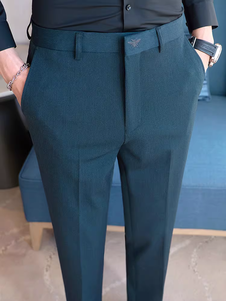 Quần âu nam thêu cao cấp, quần tây công sở lịch lãm, ôm dáng, co giãn, phong cách Anh, quần âu lịch sự ôm dáng thời trang.