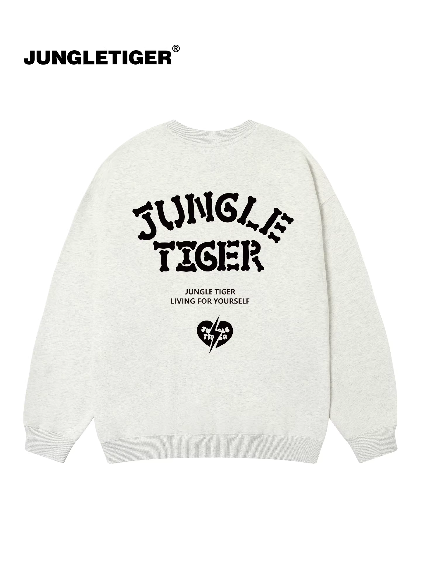 Áo thun cổ tròn dày dặn Jungle Tiger dành cho nam, mùa thu đông kiểu Mỹ cổ điển, dáng rộng, chất dày