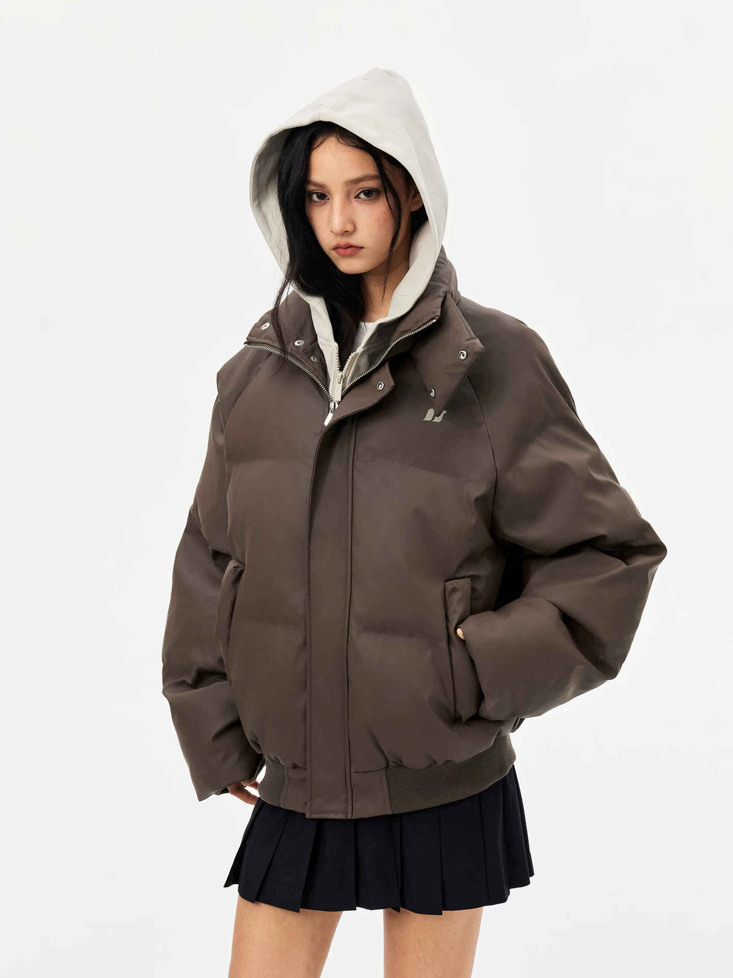 Áo khoác cotton có mũ trùm đầu giả hai mảnh kiểu Mỹ của Jungle Tiger dành cho nam và nữ, áo khoác cotton ấm áp dáng rộng kiểu Mỹ cổ điển mùa thu đông