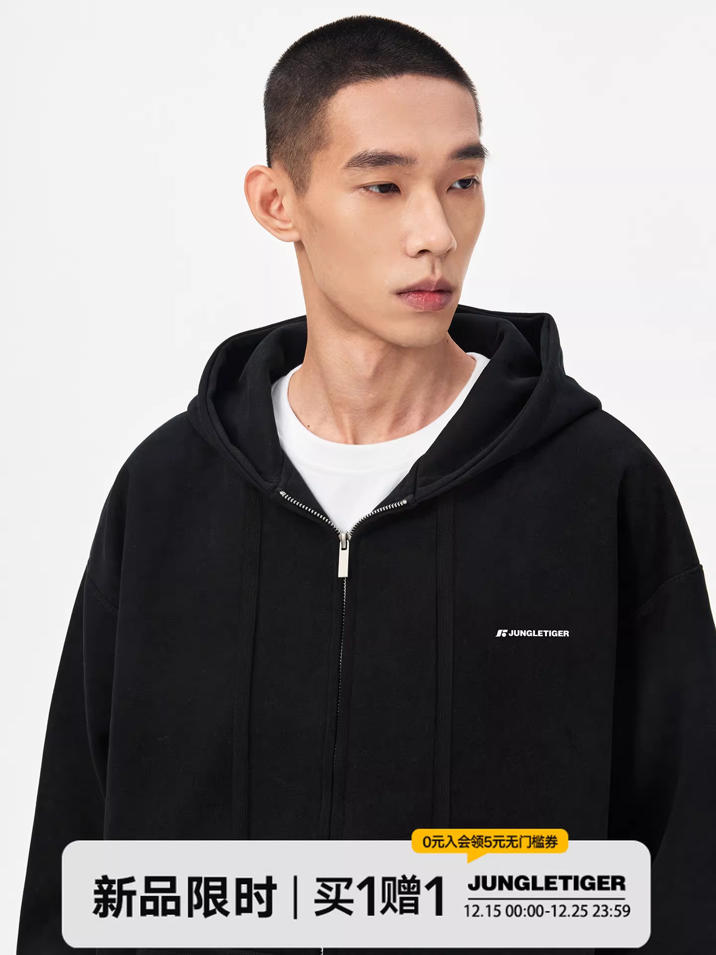 Áo khoác có mũ trùm đầu, khóa kéo, chất liệu dày dặn, kiểu dáng unisex, phong cách đường phố Mỹ, dành cho cặp đôi, thương hiệu thời trang cao cấp Jungle Tiger.