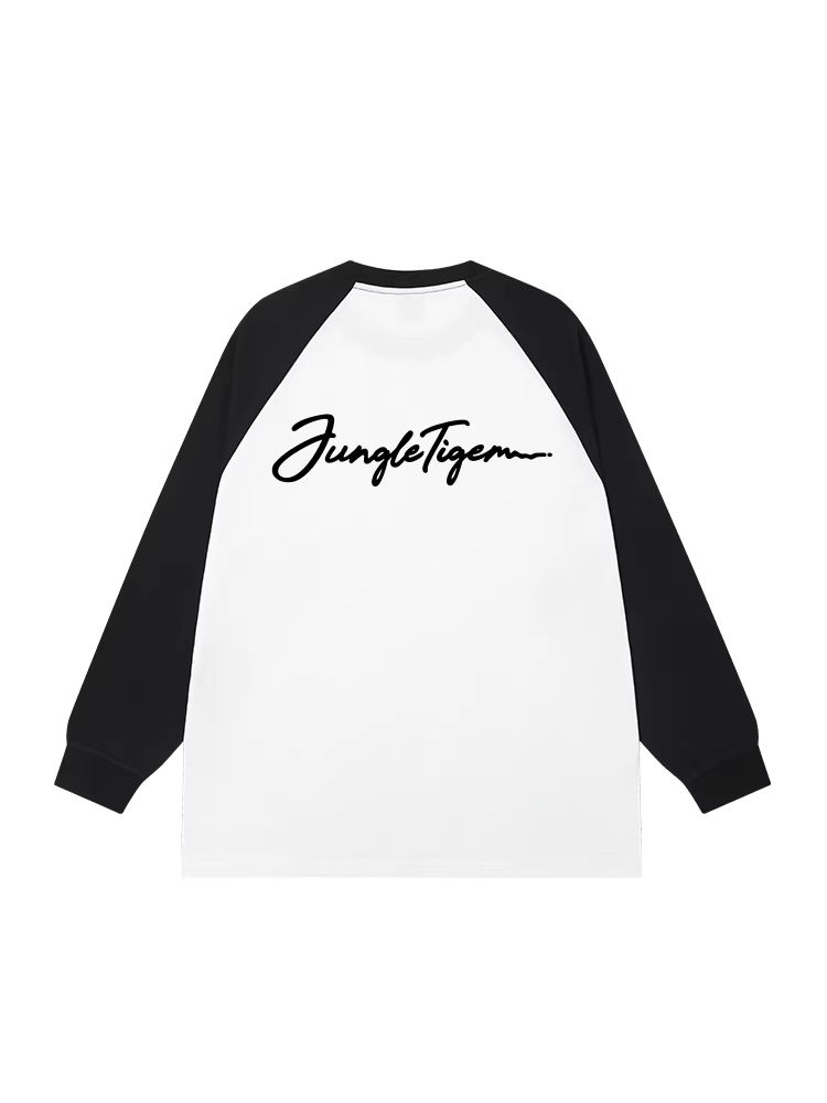 Áo thun tay raglan in logo hổ rừng chất liệu cotton 100% dày 260G, kiểu phối màu, dành cho nam và nữ