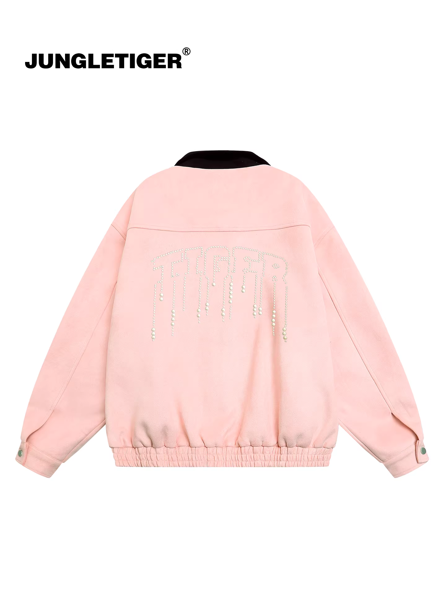 Áo khoác da lộn đính đá pha lê Jungle Tiger 500g, kiểu dáng retro Mỹ, dáng rộng, cổ trụ, dành cho cặp đôi, áo khoác công sở nam