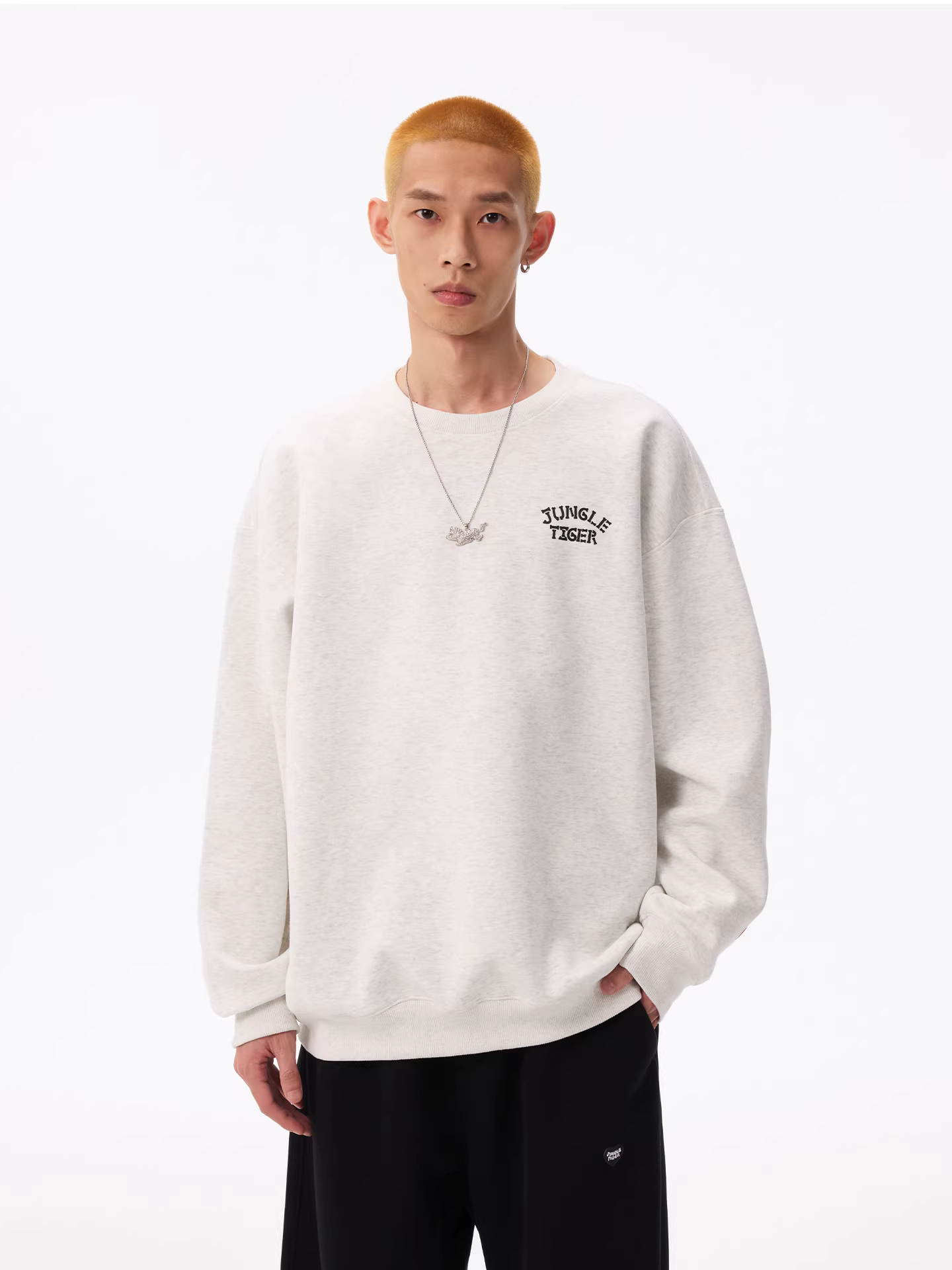 Áo thun cổ tròn dày dặn Jungle Tiger dành cho nam, mùa thu đông kiểu Mỹ cổ điển, dáng rộng, chất dày