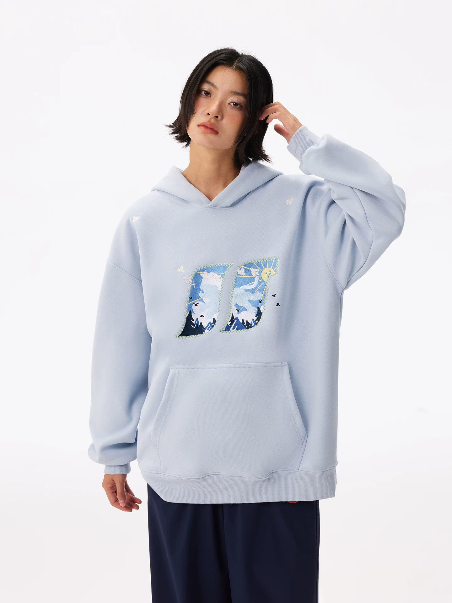 Áo khoác có mũ trùm đầu thêu nặng, tươi mới và tự nhiên, họa tiết hổ rừng, unisex, dành cho cặp đôi, mùa thu đông, kiểu dáng thường ngày
