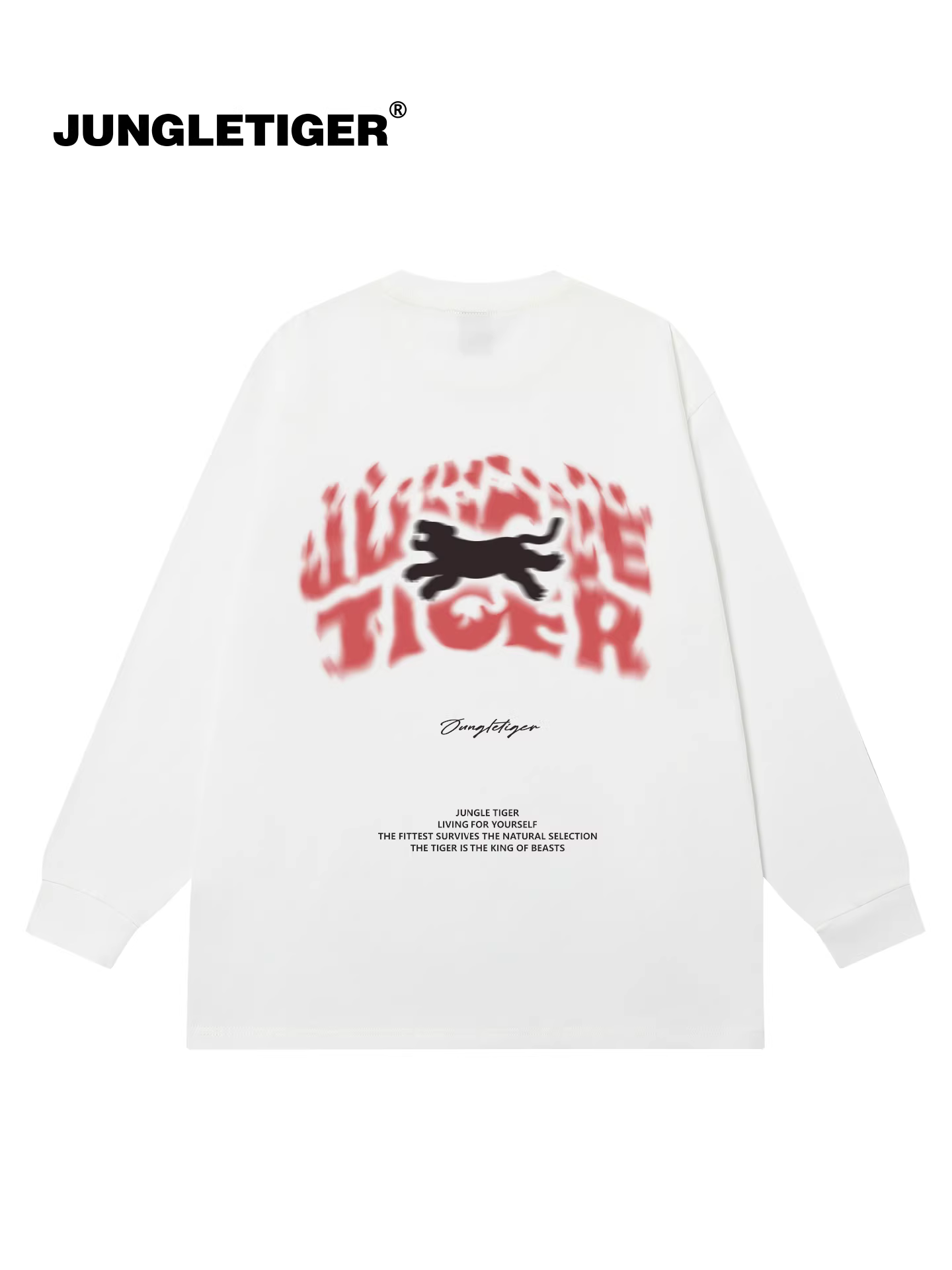 Áo thun dài tay họa tiết hổ rừng mờ ảo, phong cách đường phố Mỹ, chất liệu dày 260g, áo cặp đôi