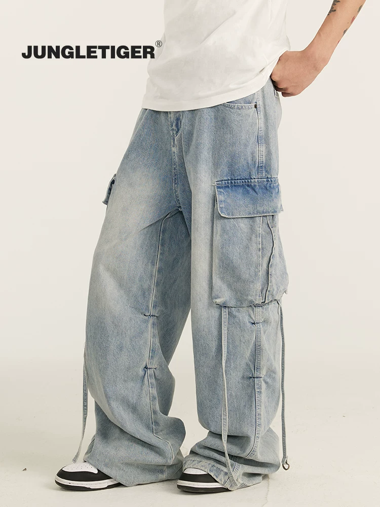Quần jeans dài kiểu đường phố Mỹ họa tiết hổ rừng, xu hướng xuân thu 2025, thương hiệu thời trang, unisex, thiết kế cao cấp