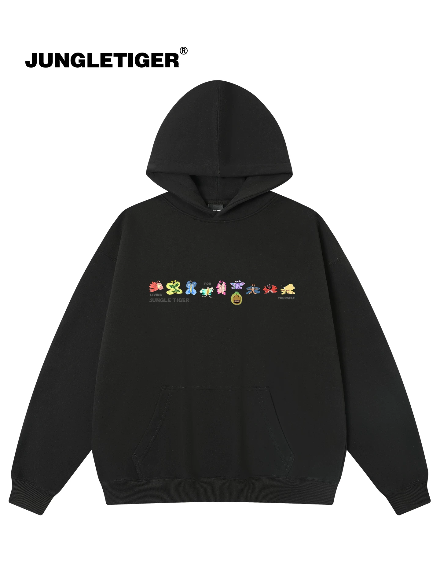 Jungle Tiger & Illustrator Collaboration Áo hoodie hình bướm Unisex Áo hoodie hình graffiti nguyên bản dáng rộng giản dị dành cho cặp đôi