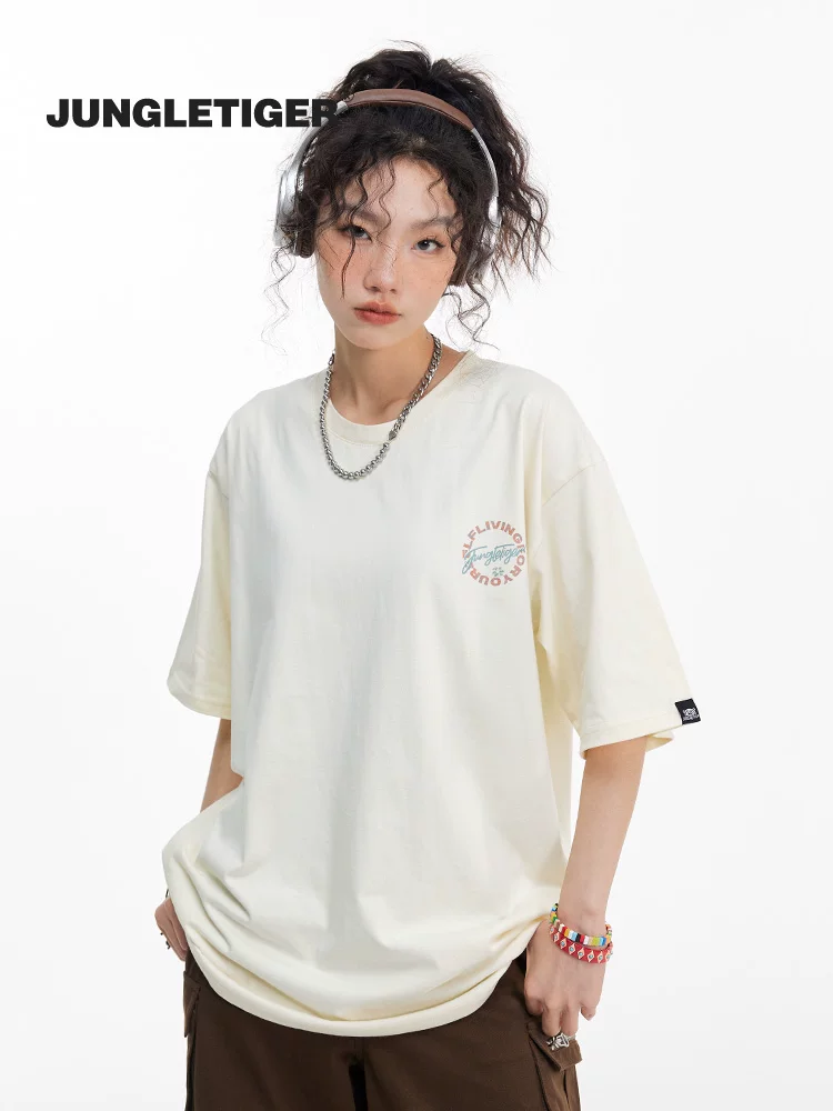 Áo thun unisex in hình hổ rừng phong cách đường phố Mỹ, tay ngắn, chất liệu dày dặn, thời trang hè 2025, thương hiệu thể thao cá tính.