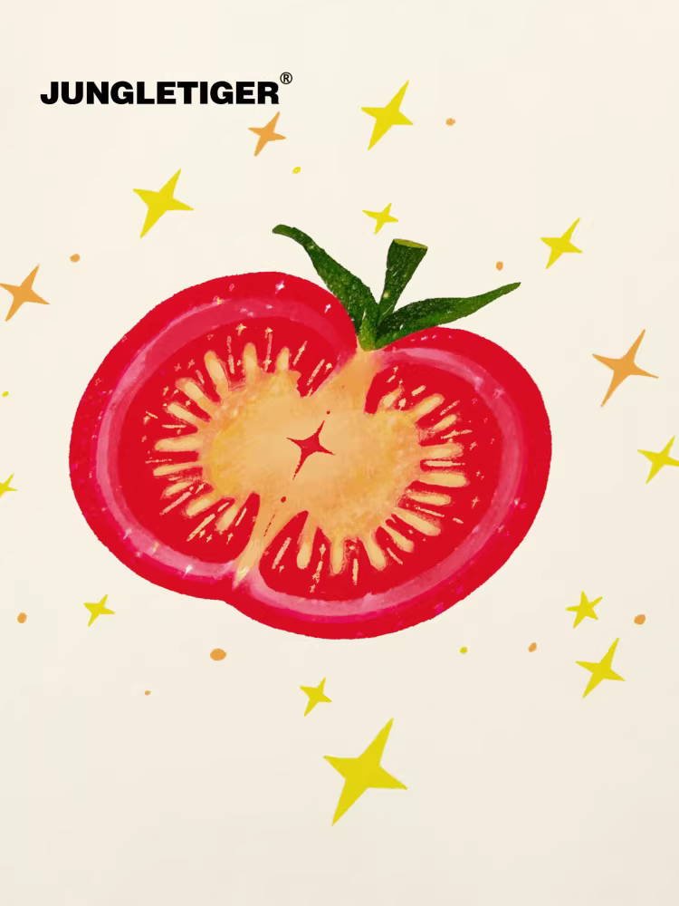 Áo thun nam tay ngắn in hình Tiger & Illustrator Collaboration Fruit Tomato màu sữa đào nguyên chất dành cho nữ mùa hè