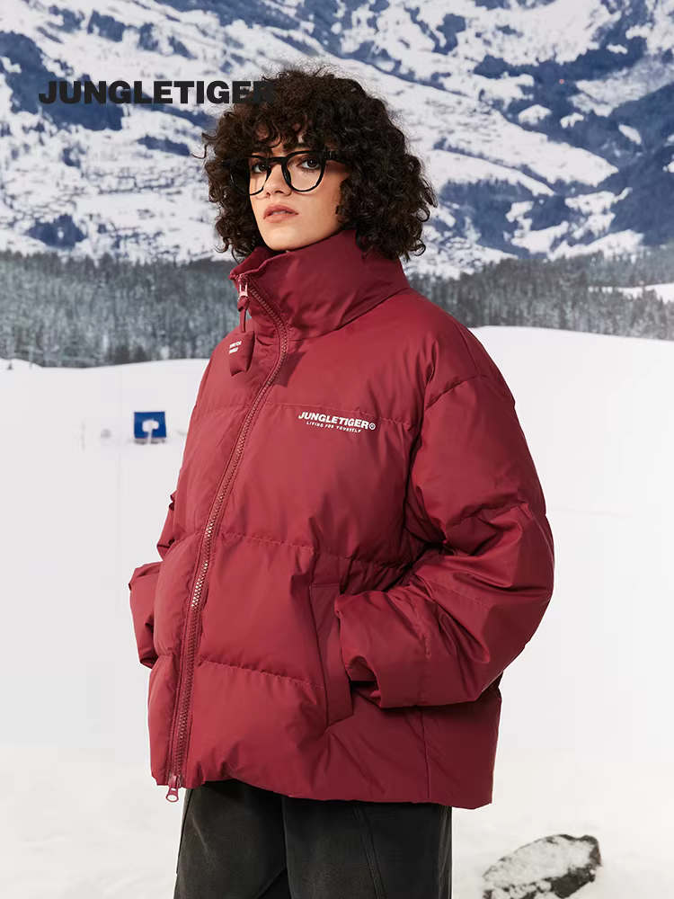 Áo khoác phao ngắn Jungle Tiger dành cho nam 2025 kiểu Mỹ mới, áo phao dày có cổ đứng, áo đôi dành cho nữ