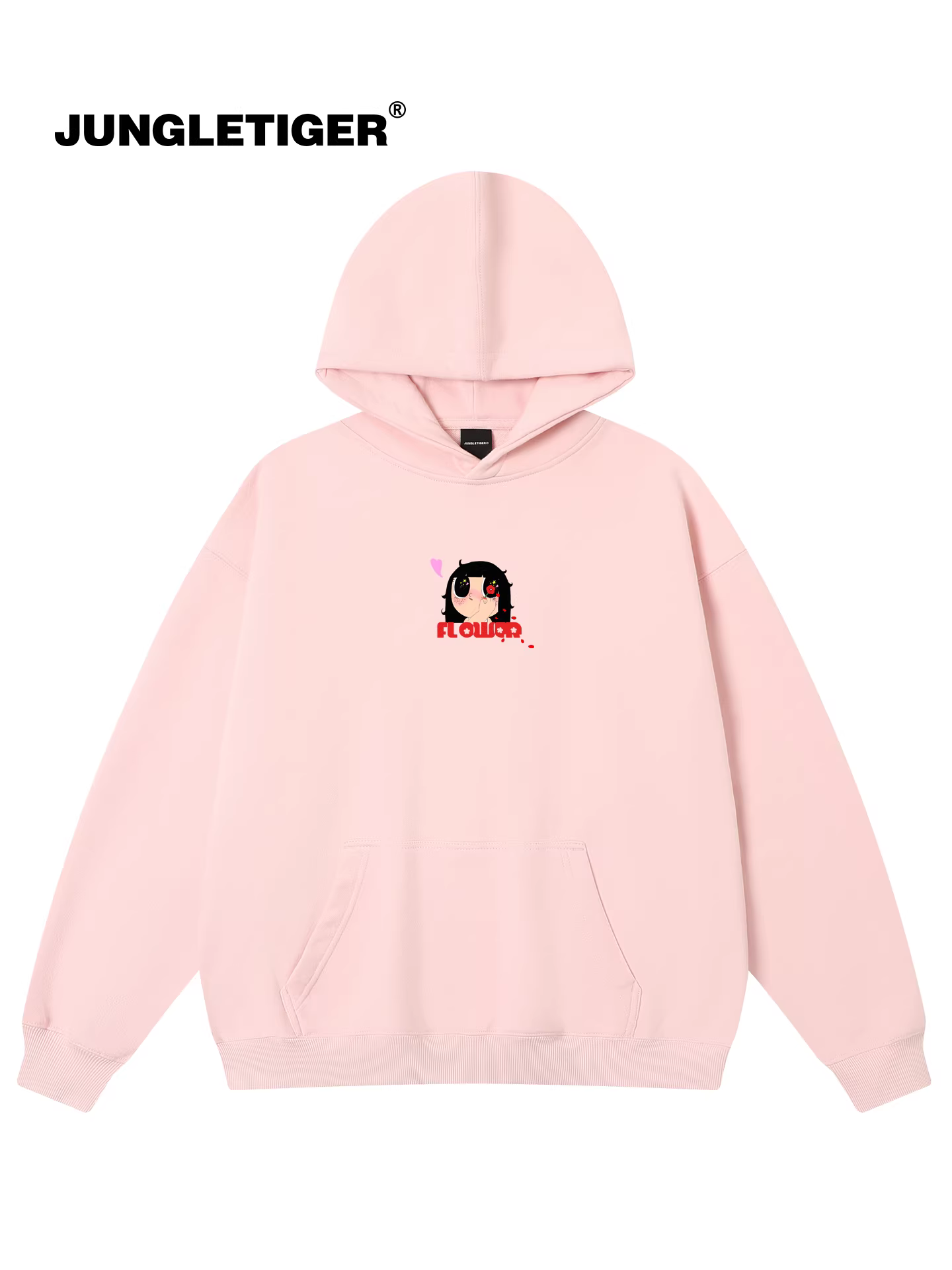 Jungle Tiger & Illustrator Collaboration Starry Eyes Girl Print Áo hoodie hạng nặng 420g dành cho nam và nữ