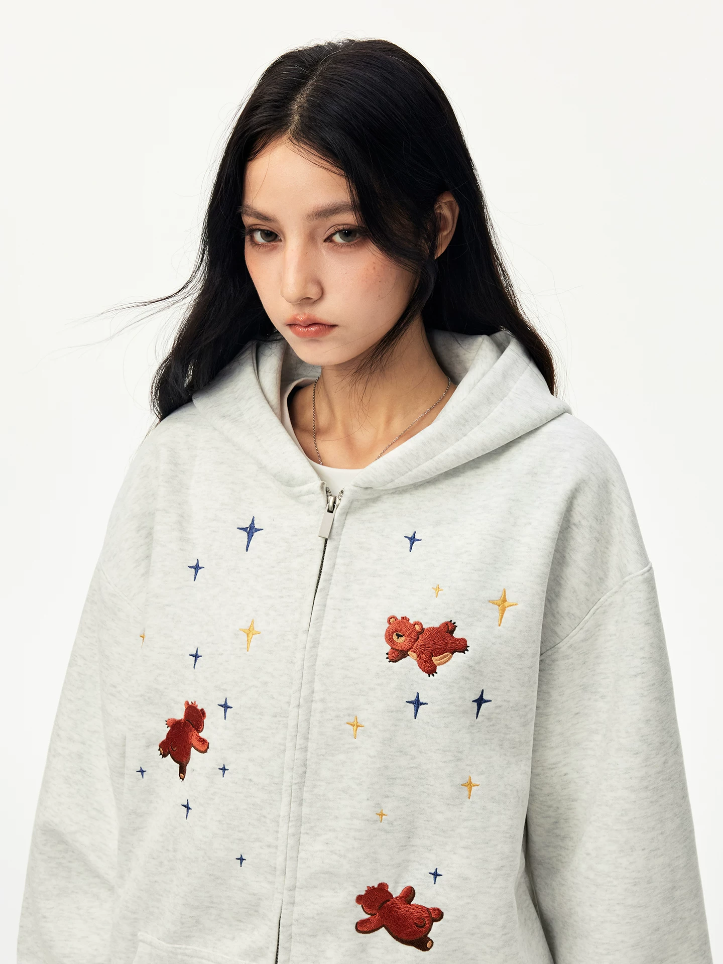 Áo khoác cardigan thêu hình hổ rừng cổ điển dành cho nam và nữ Thu Đông 2025, kiểu dáng rộng rãi, thoải mái, áo khoác có mũ dành cho cặp đôi