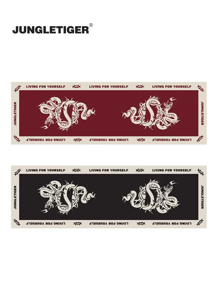 Khăn quàng cổ họa tiết rắn thiết kế độc đáo Jungle Tiger, giữ ấm mùa đông, unisex, màu đỏ đô, dáng rộng, làm ấm cổ