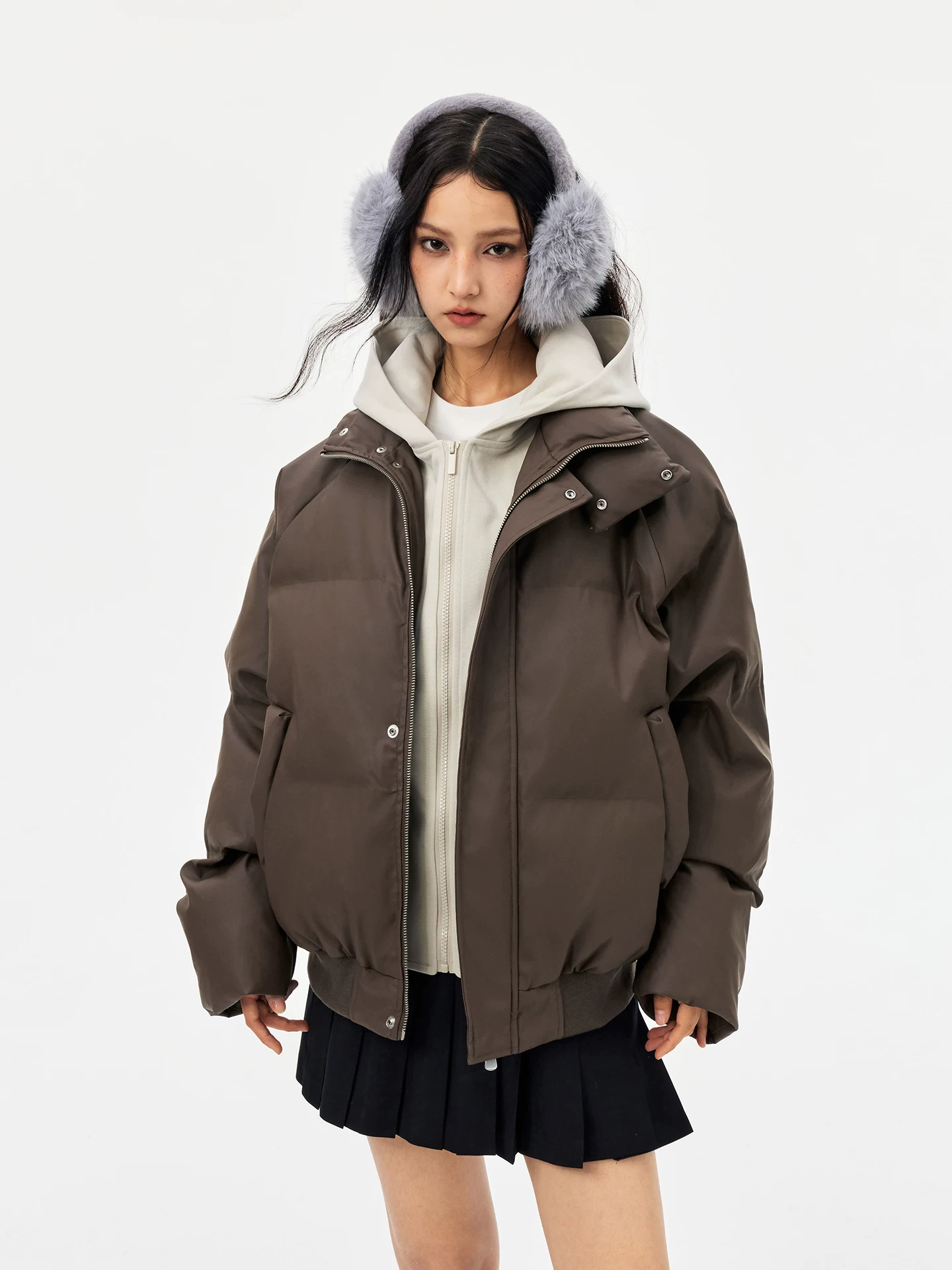 Áo khoác cotton có mũ trùm đầu giả hai mảnh kiểu Mỹ của Jungle Tiger dành cho nam và nữ, áo khoác cotton ấm áp dáng rộng kiểu Mỹ cổ điển mùa thu đông