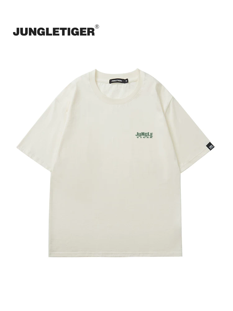 Áo thun nam cotton nguyên chất thiết kế kiểu Mỹ, dáng rộng, cổ tròn, tay ngắn, họa tiết mèo hoạt hình hổ rừng, mùa hè, phong cách sinh viên năng động.