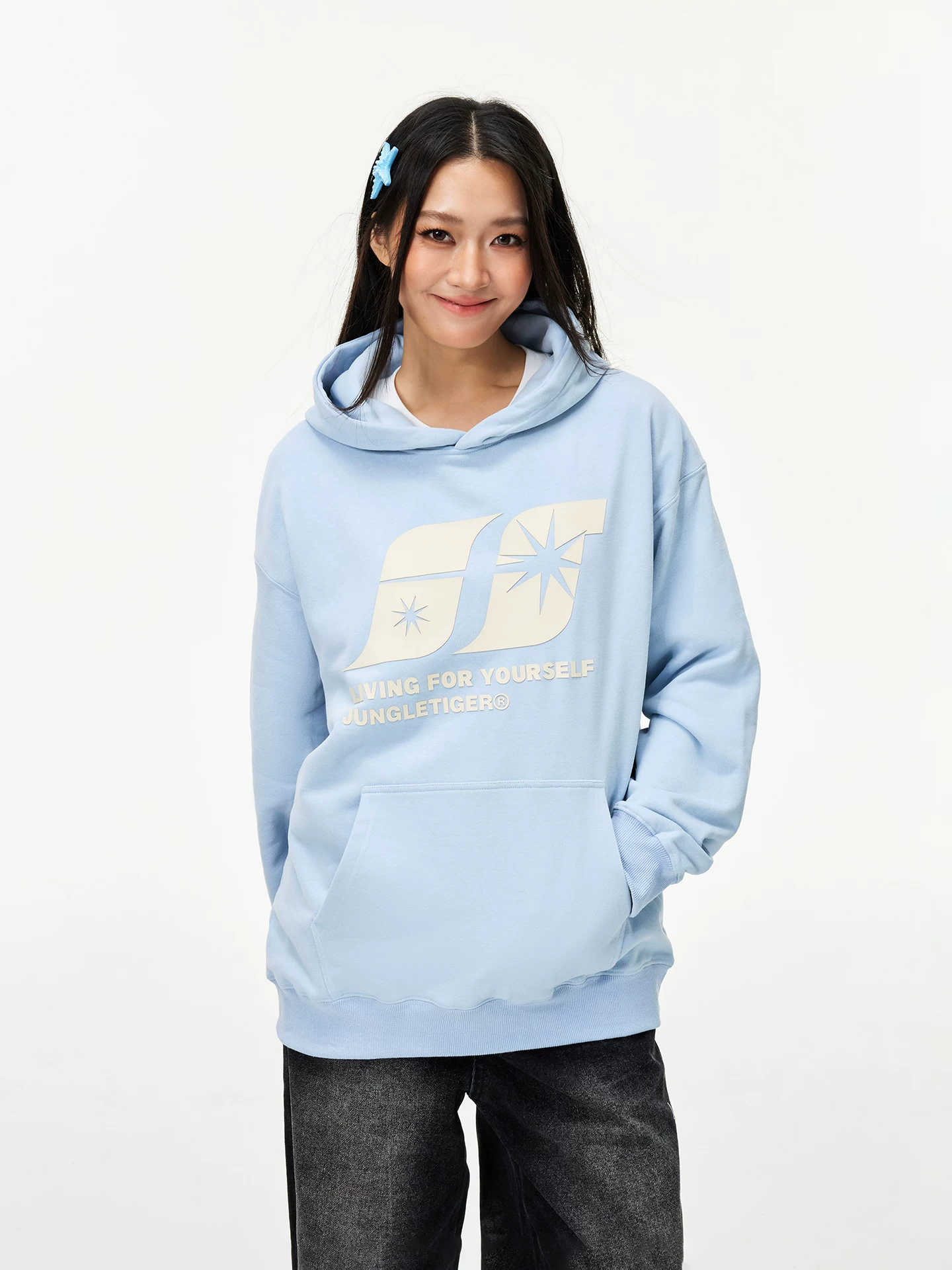 Áo hoodie có mũ trùm đầu nặng, in logo Jungle Tiger National Trend dành cho nam và nữ, kiểu dáng rộng rãi, mùa thu đông, phong cách Mỹ, áo khoác thường ngày
