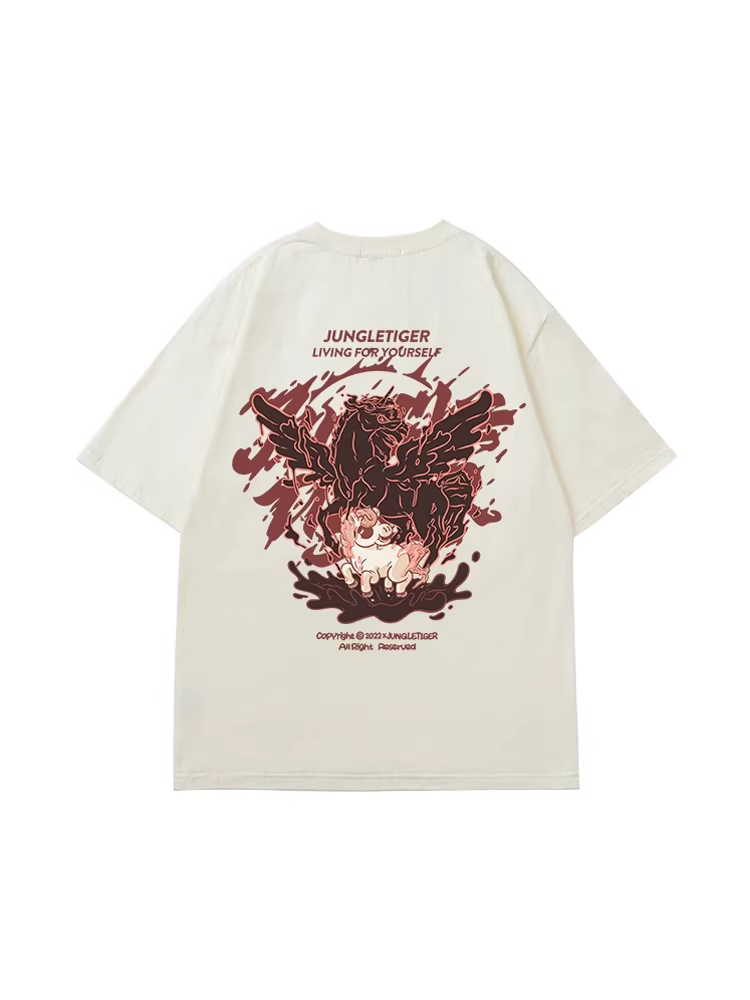 Áo thun in hình Jungle Tiger Dream Fearless Series Unisex 2025 Mùa hè dáng rộng cotton nặng tay ngắn