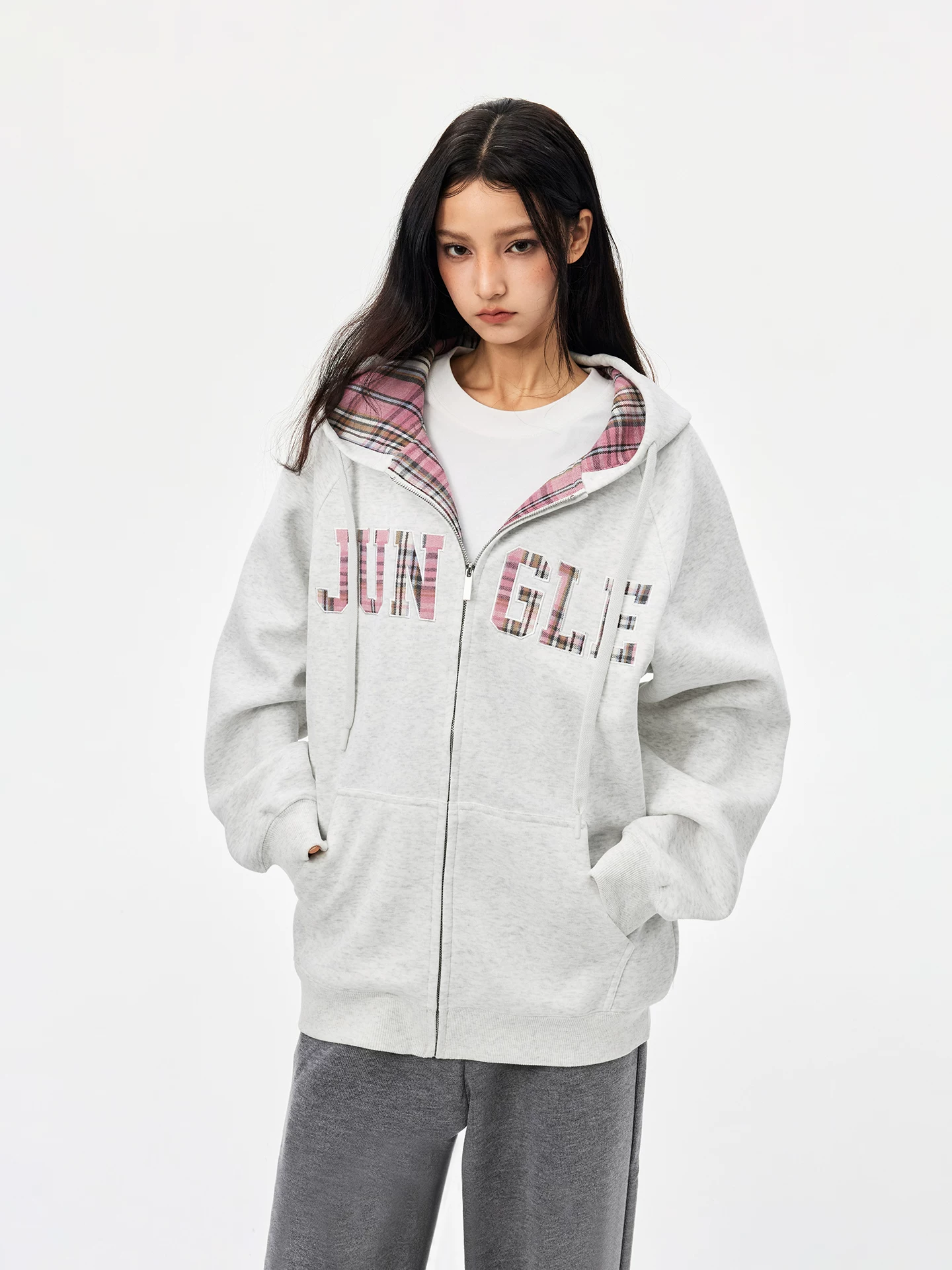 Áo hoodie có dây kéo kẻ sọc Jungle Tiger Patch dành cho nữ Phong cách Mỹ Áo hoodie có mũ trùm đầu thương hiệu hợp thời trang dành cho nam Áo khoác thường ngày cho cặp đôi mùa thu đông