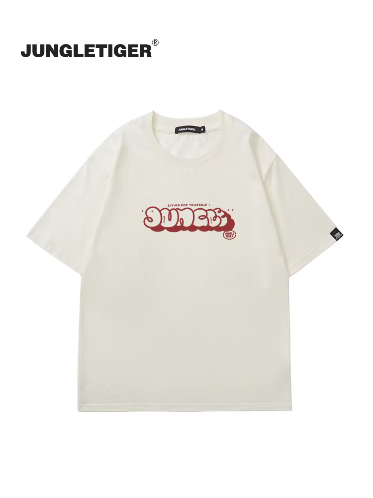 Áo thun cotton đơn giản phong cách Jungle Tiger dành cho nam, thiết kế độc đáo thời trang, tay ngắn dáng rộng dành cho sinh viên độc đáo